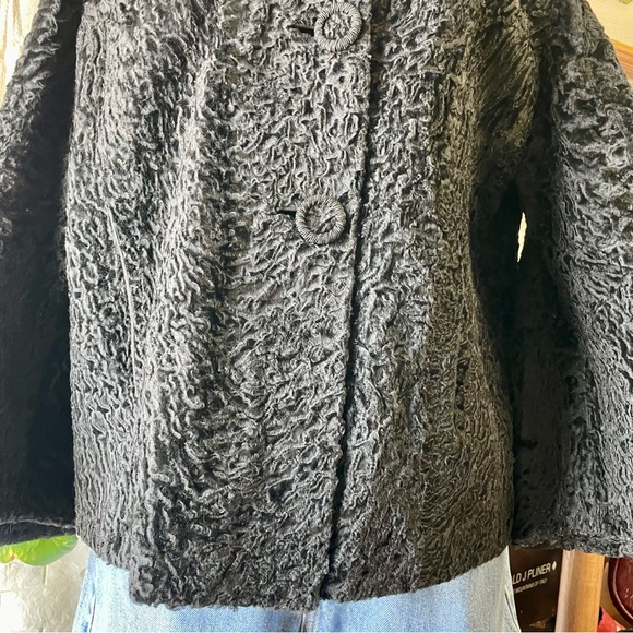 Vintage 1960s Persian Lamb Cropped Coat with Mink Collar - Picture 8 of 15